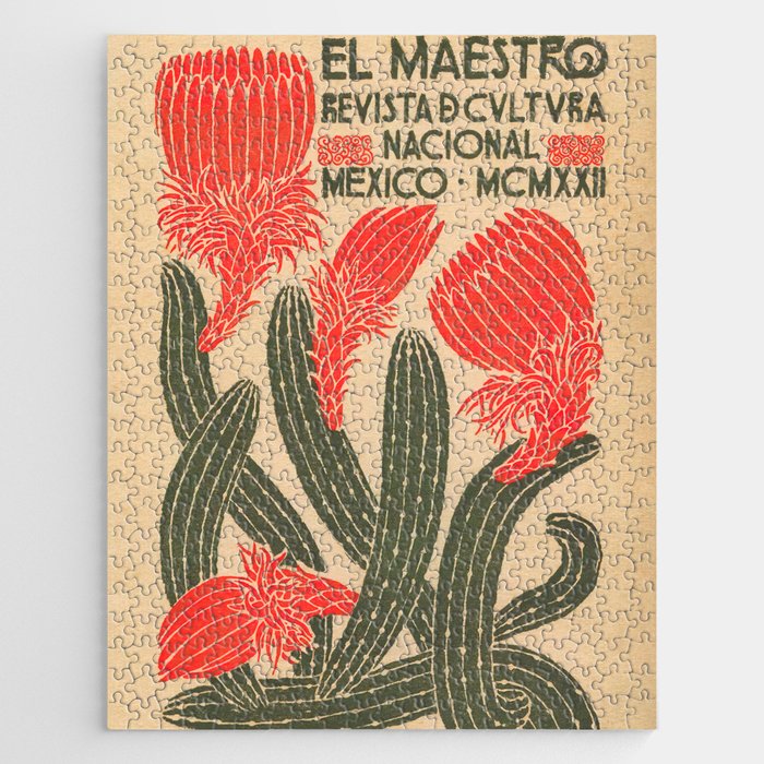 Mexico, Cactus Vintage Wall Art Jigsaw Puzzle Gallery Image 1