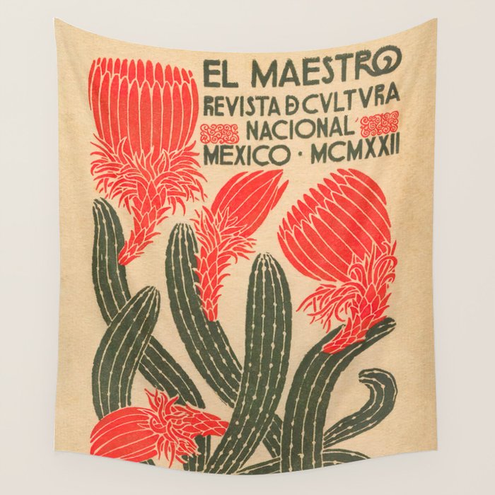 Mexico, Cactus Vintage Wall Art Wall Tapestry Gallery Image 1