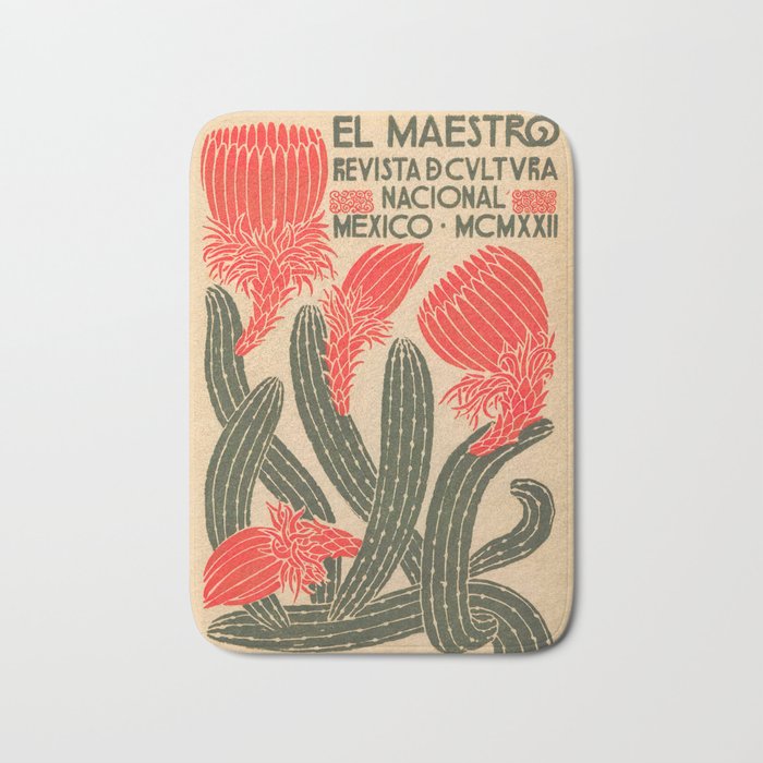 Mexico, Cactus Vintage Wall Art Bath Mat Gallery Image 1