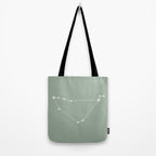 Capricorn Zodiac Star Constellation Line Art Soft Sage Tote Bag Gallery Image 2