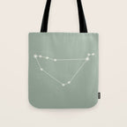Capricorn Zodiac Star Constellation Line Art Soft Sage Tote Bag Gallery Image 1