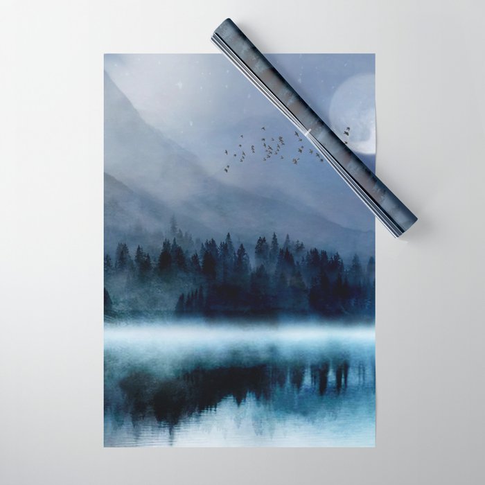 Mountainscape Under The Moonlight Wrapping Paper Gallery Image 1
