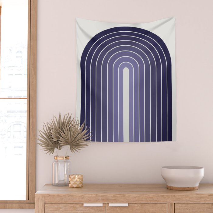 Gradient Arch XI Lavender Dusk Mid Century Modern Rainbow Wall Tapestry Gallery Image 2