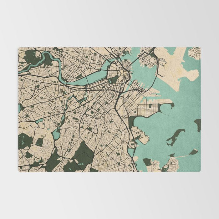 Boston City Map of the United States - Vintage Rug Gallery Image 2