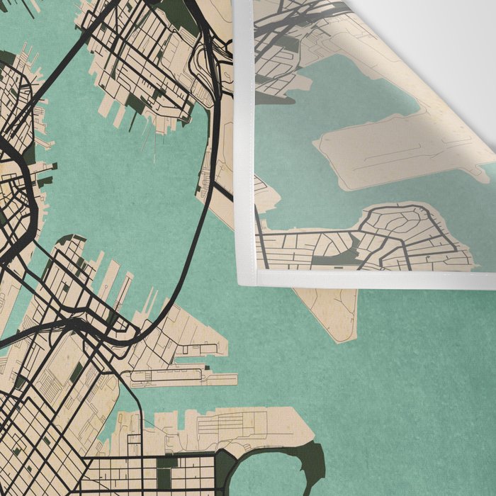 Boston City Map of the United States - Vintage Wall Tapestry Gallery Image 3