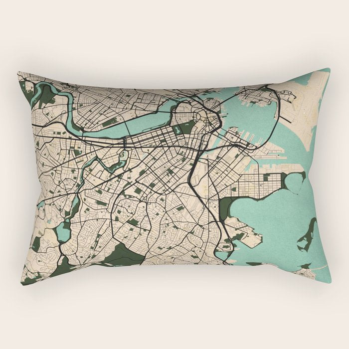 Boston City Map of the United States - Vintage Rectangular Pillow Gallery Image 2