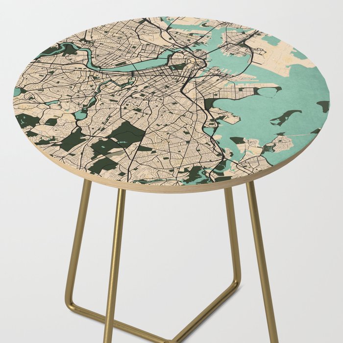Boston City Map of the United States - Vintage Side Table Gallery Image 2
