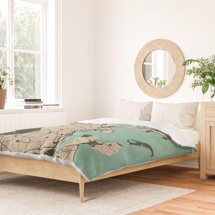Boston City Map of the United States - Vintage Duvet Cover Gallery Image 2