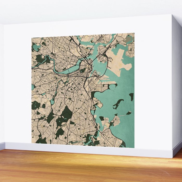 Boston City Map of the United States - Vintage Wall Mural Gallery Image 2