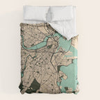 Boston City Map of the United States - Vintage Duvet Cover Gallery Image 6