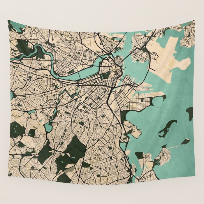 Boston City Map of the United States - Vintage Wall Tapestry Gallery Image 4