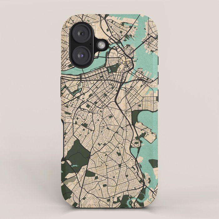 Boston City Map of the United States - Vintage iPhone Case Gallery Image 1