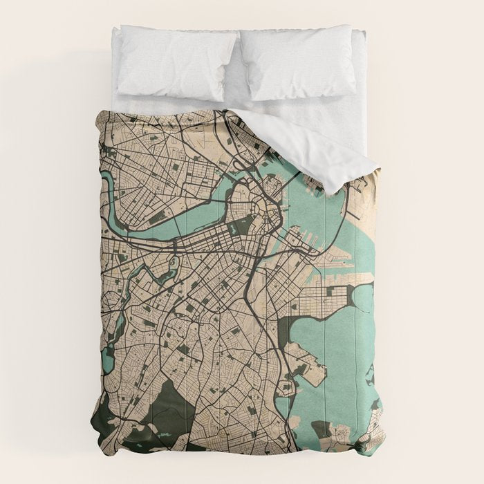 Boston City Map of the United States - Vintage Comforter Gallery Image 6