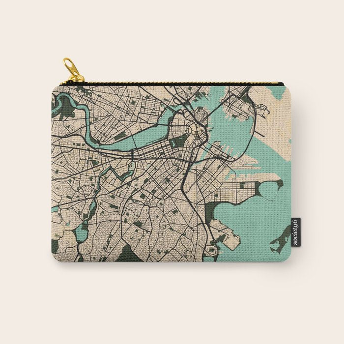 Boston City Map of the United States - Vintage Carry All Pouch Gallery Image 1
