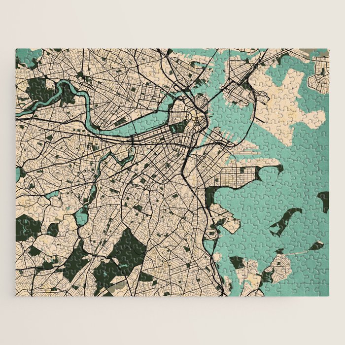 Boston City Map of the United States - Vintage Jigsaw Puzzle Gallery Image 1