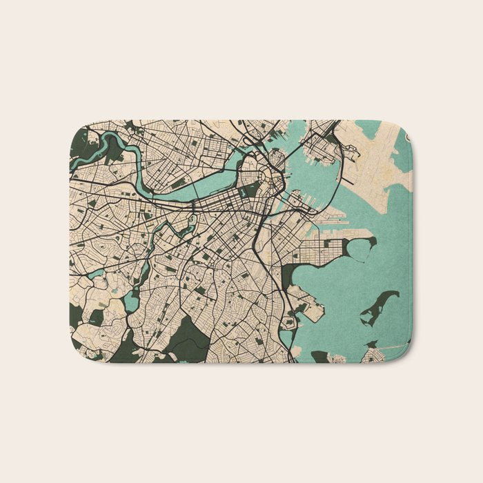 Boston City Map of the United States - Vintage Bath Mat Gallery Image 1