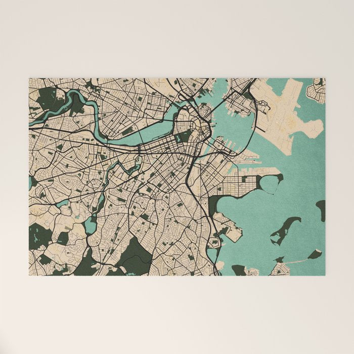 Boston City Map of the United States - Vintage Welcome Mat Gallery Image 1