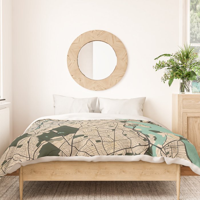Boston City Map of the United States - Vintage Duvet Cover Gallery Image 3