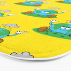 Retro earth planet cartoon character pattern Bath Mat Gallery Image 3