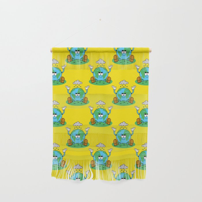 Retro earth planet cartoon character pattern Wall Hanging Gallery Image 1