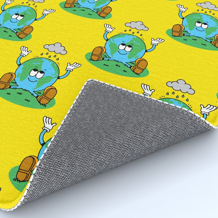 Retro earth planet cartoon character pattern Rug Gallery Image 4