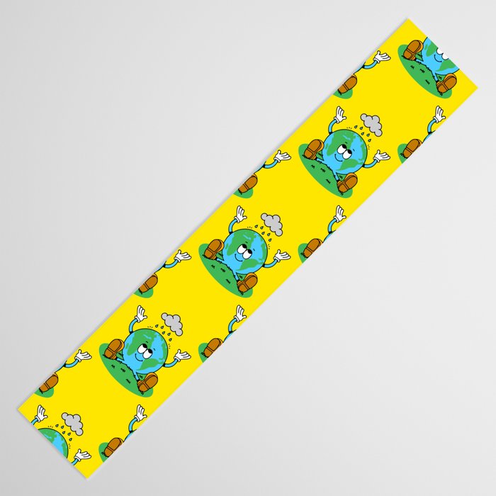 Retro earth planet cartoon character pattern Table Runner Gallery Image 3