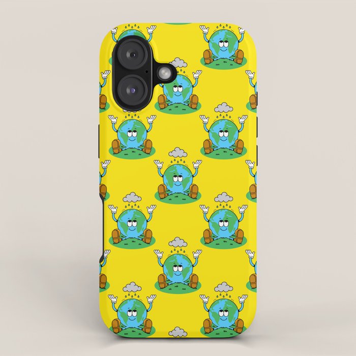 Retro earth planet cartoon character pattern iPhone Case Gallery Image 1