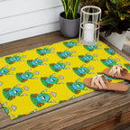 Retro earth planet cartoon character pattern Outdoor Rug Gallery Image 2