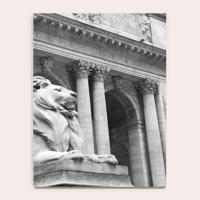New York Public Library Lion and Facade New York City black and white photograph Notebook Gallery Image 4