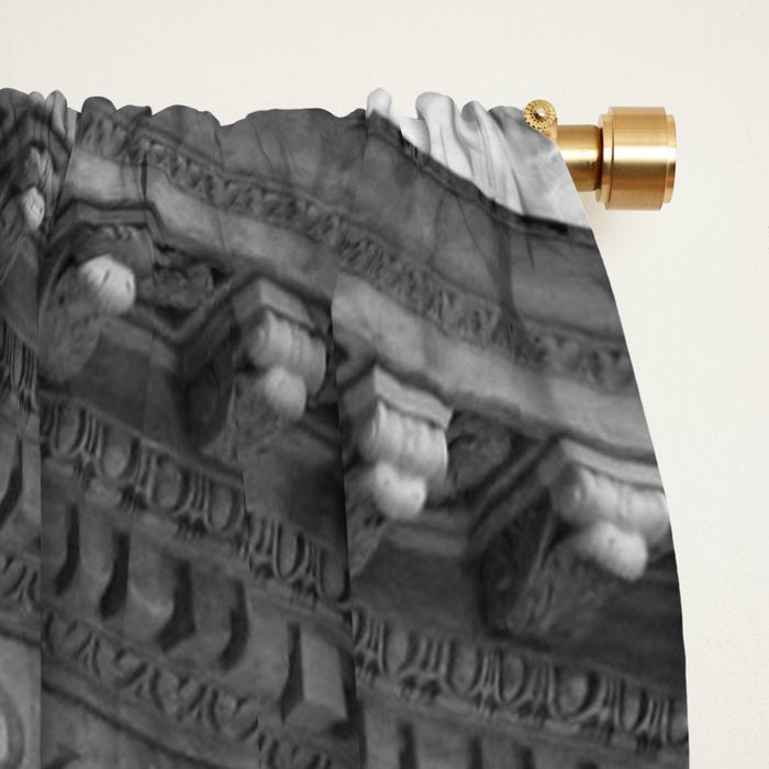 New York Public Library Lion and Facade New York City black and white photograph Window Curtain Gallery Image 2