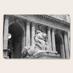 New York Public Library Lion and Facade New York City black and white photograph Cutting Board Gallery Image 1
