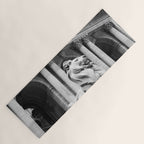 New York Public Library Lion and Facade New York City black and white photograph Yoga Mat Gallery Image 1