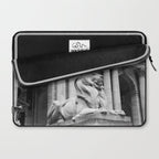 New York Public Library Lion and Facade New York City black and white photograph Laptop Sleeve Gallery Image 2