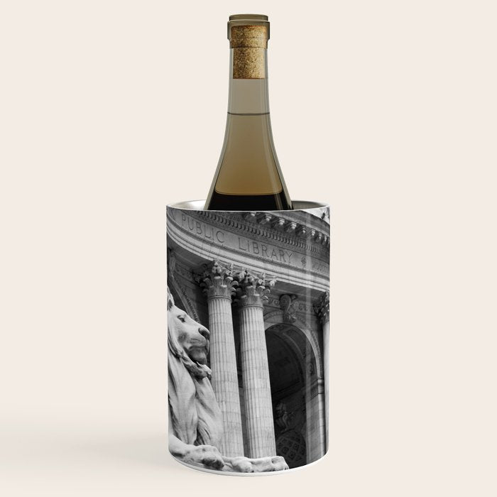 New York Public Library Lion and Facade New York City black and white photograph Wine Chiller Gallery Image 3