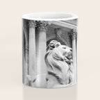 New York Public Library Lion and Facade New York City black and white photograph Coffee Mug Gallery Image 4