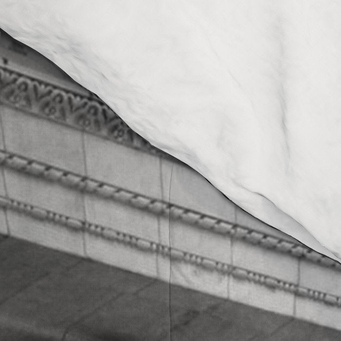 New York Public Library Lion and Facade New York City black and white photograph Comforter Gallery Image 4