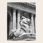 New York Public Library Lion and Facade New York City black and white photograph Poster Gallery Image 4