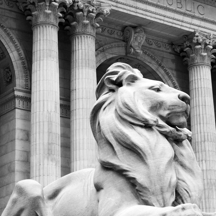 New York Public Library Lion and Facade New York City black and white photograph Coffee Mug Gallery Image 2