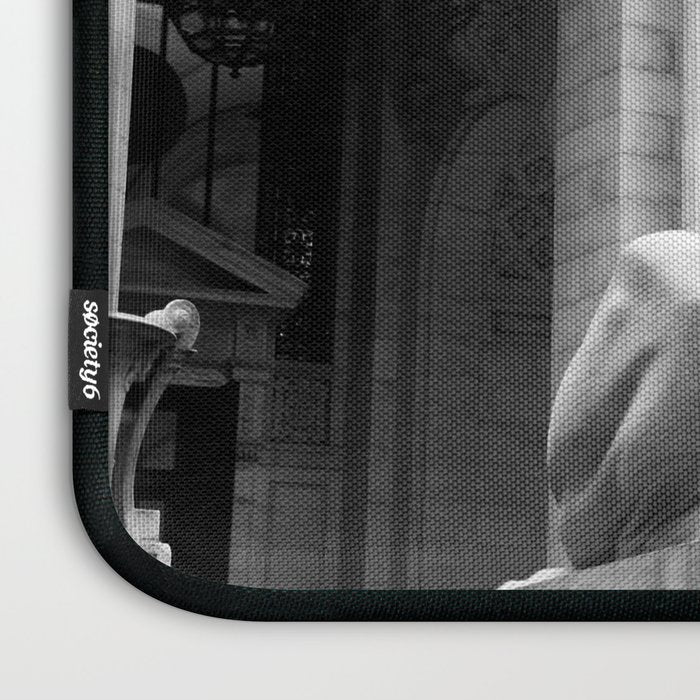 New York Public Library Lion and Facade New York City black and white photograph Laptop Sleeve Gallery Image 3