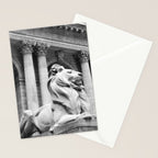 New York Public Library Lion and Facade New York City black and white photograph Stationery Card Gallery Image 2
