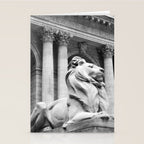 New York Public Library Lion and Facade New York City black and white photograph Stationery Card Gallery Image 2