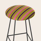 Retro Eclectic Watercolor Paper Stripes Pattern Pink Chartreuse Brown Blue Cream Stool Gallery Image 2