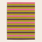 Retro Eclectic Watercolor Paper Stripes Pattern Pink Chartreuse Brown Blue Cream Poster Gallery Image 4