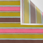 Retro Eclectic Watercolor Paper Stripes Pattern Pink Chartreuse Brown Blue Cream Wall Tapestry Gallery Image 3