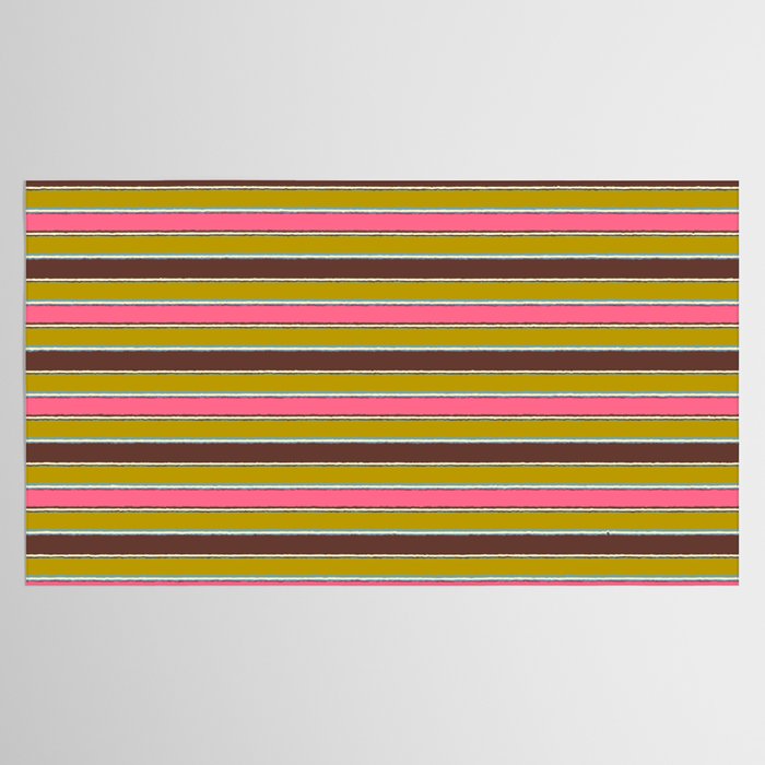 Retro Eclectic Watercolor Paper Stripes Pattern Pink Chartreuse Brown Blue Cream Tablecloth Gallery Image 2