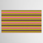 Retro Eclectic Watercolor Paper Stripes Pattern Pink Chartreuse Brown Blue Cream Tablecloth Gallery Image 2