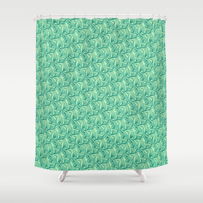 AT Pattern 3 Green Shower Curtain Gallery Image 1