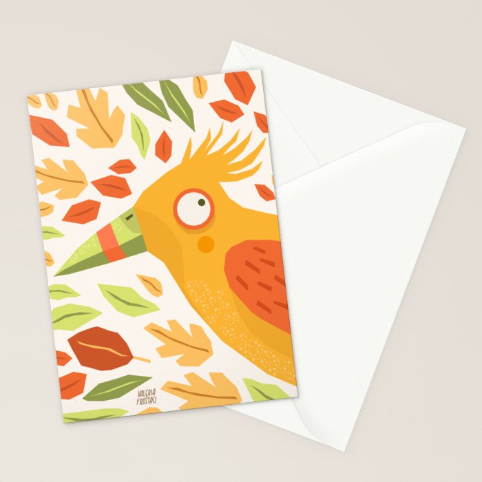 Autumn bird and leaves Stationery Card Gallery Image 2