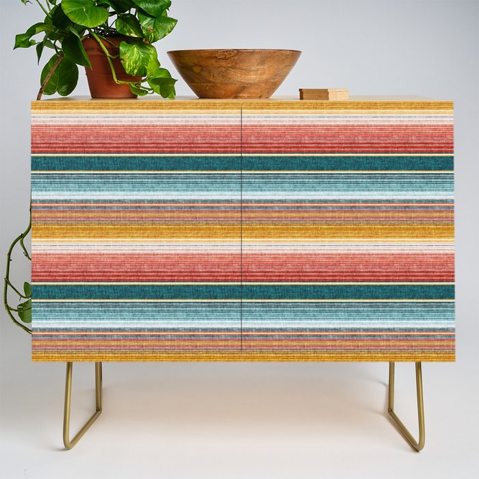 serape southwest stripe - orange & teal Credenza Gallery Image 1