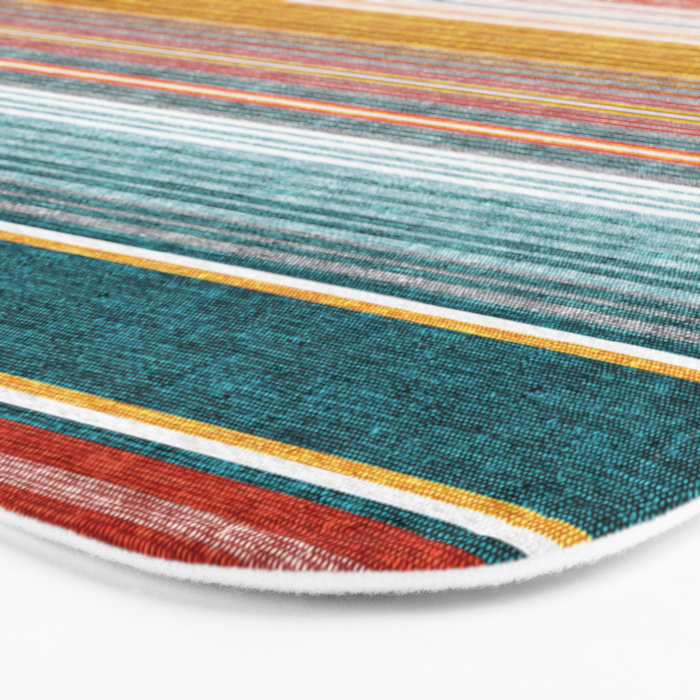 serape southwest stripe - orange & teal Bath Mat Gallery Image 3